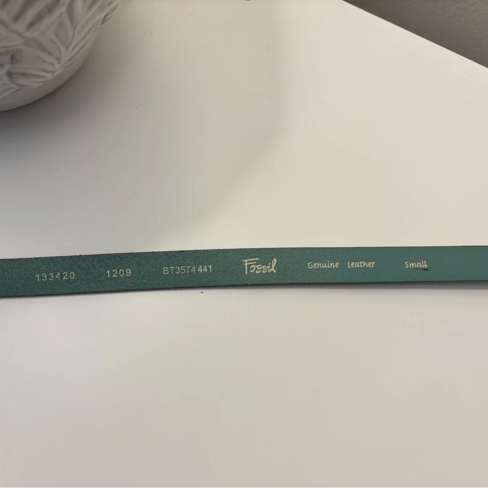 Fossil Women’s Turquoise Silver Buckle Rope Detail Leather Belt Size Small